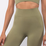 Leggings a mezza costina - VERDE MILITARE - AT05