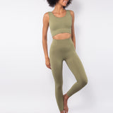 Leggings a mezza costina - VERDE MILITARE - AT05