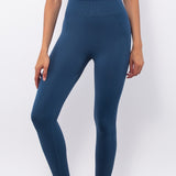 Leggings a mezza costina - BLU - AT05