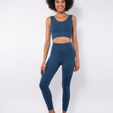 Leggings a mezza costina - BLU - AT05