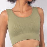 Top Akty  con spalla larga e dettagli a costina - VERDE MILITARE - AT09