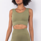 Top Akty  con spalla larga e dettagli a costina - VERDE MILITARE - AT09