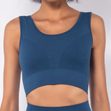 Top Akty  con spalla larga e dettagli a costina - BLU - AT09