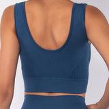 Top Akty  con spalla larga e dettagli a costina - BLU - AT09