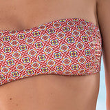 Bikini fascia con coppe imbottite estraibili e slip annodato - ROSSO - ML25