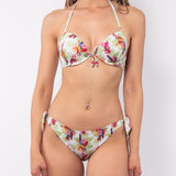 Bikini reggiseno con coppe imbottite e ferretto e slip annodato - BIANCO - TH24