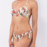 Bikini reggiseno con coppe imbottite e ferretto e slip annodato - BIANCO - TH24