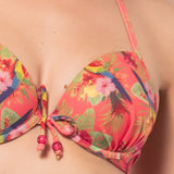 Bikini reggiseno con coppe imbottite e ferretto e slip annodato - CORALLO - TH24