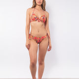 Bikini reggiseno con coppe imbottite e ferretto e slip annodato - CORALLO - TH24
