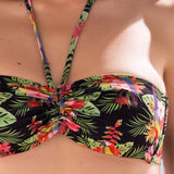 Bikini fascia con coppe imbottite estraibili e slip annodato - NERO - TH25