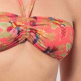 Bikini fascia con coppe imbottite estraibili e slip annodato - CORALLO - TH25