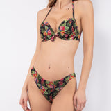 Bikini push-up con coppe graduate e ferretto e brasiliana - NERO - TH65