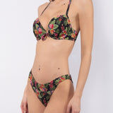 Bikini push-up con coppe graduate e ferretto e brasiliana - NERO - TH65