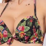 Bikini push-up con coppe graduate e ferretto e brasiliana - NERO - TH65