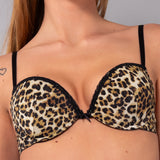 Push up con Coppe Graduate e Ferretto in Microfibra Animalier - MOKA - 7914