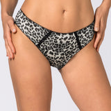 Slip in Microfibra Animalier con Balze di Pizzo - NERO - 7915