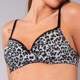 Reggiseno con Coppe Graduate Senza Ferretto in Microfibra Animalier - NERO - 7916