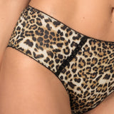 Culotte in Microfibra Animalier con Balze di Pizzo - MOKA - 7919