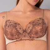 Reggiseno Francese con Ferretto in Microfibra e Tulle Ricamato - PESCA - 7930