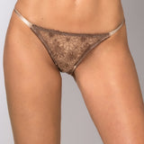 Tanga in Microfibra e Tulle Ricamato - PESCA - 7933