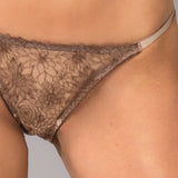Tanga in Microfibra e Tulle Ricamato - PESCA - 7933