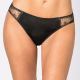 Slip in Microfibra e Tulle Ricamato - NERO - 7935