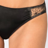Slip in Microfibra e Tulle Ricamato - NERO - 7935
