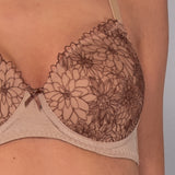 Reggiseno con Coppe Graduate Senza Ferretto in Microfibra e  Tulle Ricamato - PESCA - 7936