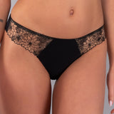 Brasiliana in Microfibra e Tulle Ricamato - NERO - 7937