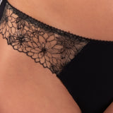 Brasiliana in Microfibra e Tulle Ricamato - NERO - 7937