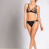 Reggiseno Triangolo Alto Non Imbottito Senza Ferretto in Tulle Ricamato - NERO - 7946