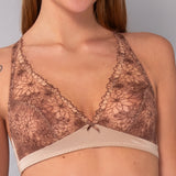 Reggiseno Triangolo Alto Non Imbottito Senza Ferretto in Tulle Ricamato - PESCA - 7946