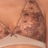 Reggiseno Triangolo Alto Non Imbottito Senza Ferretto in Tulle Ricamato - PESCA - 7946