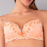 Reggiseno con Coppe Imbottite e Ferretto in Tulle Ricamato - PESCA - 7952