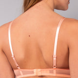 Reggiseno Triangolo con Coppe Imbottite Senza Ferretto  in Tulle Ricamato - PESCA - 7958