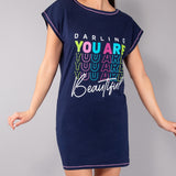Maxi Maglia in Cotone con Stampa Super Pop - BLU - AR41