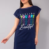 Maxi Maglia in Cotone con Stampa Super Pop - BLU - AR41