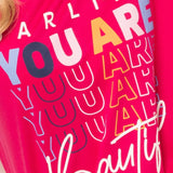 Maxi Maglia in Cotone con Stampa Super Pop - FUXIA - AR41