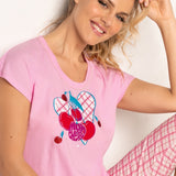 Pigiama in Cotone Girocollo Cherry Love - ROSA - CH12
