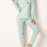 Pigiama Serafino Lungo in Cotone - ACQUA - CH15