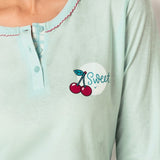 Pigiama Serafino Lungo in Cotone - ACQUA - CH15