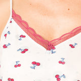 Camicia da Notte in Cotone con Stampa Ciliegie - ACQUA - CH21