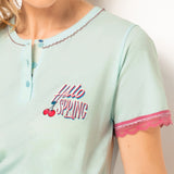 Camicia da Notte in Cotone Hello Spring - ACQUA - CH24