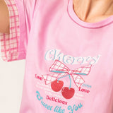 Maxi Maglia in Cotone con Stampa Ciliegia - ROSA - CH41
