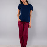 Pigiama Girocollo Manica Corta e Pantalone Lungo in Cotone - BLU/CILIEGIA - CI16