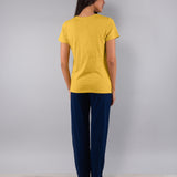 Pigiama Girocollo Manica Corta e Pantalone Lungo in Cotone - OCRA/BLU - CI16