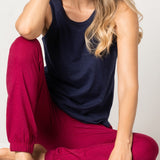 Pigiama Girocollo Spalla Larga e Pantalone Lungo in Cotone - BLU/CILIEGIA - CI17