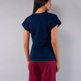 Pigiama Scollo a V Manica Corta e Pantalone Pinocchietto in Cotone - BLU/CILIEGIA - CI19
