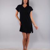 Camicia da Notte Scollo a V Manica Corta 90 cm in Cotone - NERO - CI28