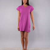 Camicia da Notte Scollo a V Manica Corta 90 cm in Cotone - PINK - CI28